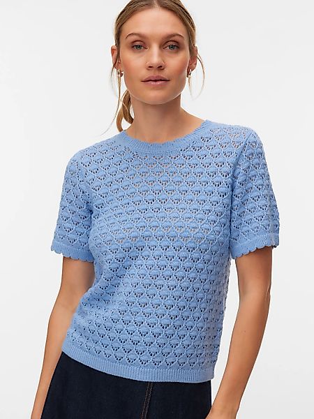 Vero Moda Stricktop "VMJAQUELINE SS O-NECK TOP BOO" mit zartem Muster günstig online kaufen