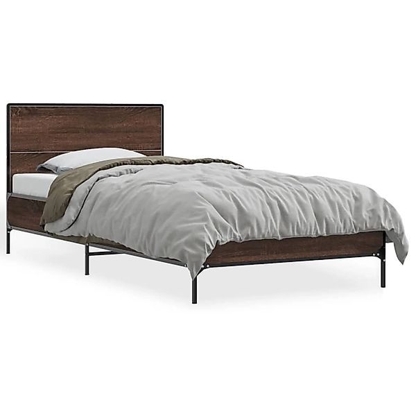 vidaXL Bettgestell Braun Eichen-Optik 90x190 cm Holzwerkstoff Metall 845566 günstig online kaufen