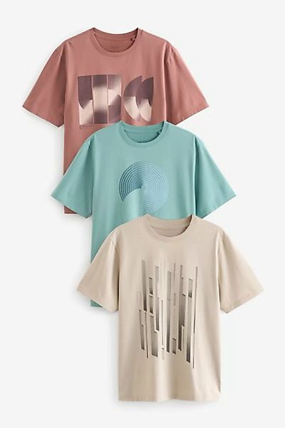 Next Print-Shirt Pastellfarbene T-Shirts mit Grafik im 3er-Pack (3-tlg) günstig online kaufen