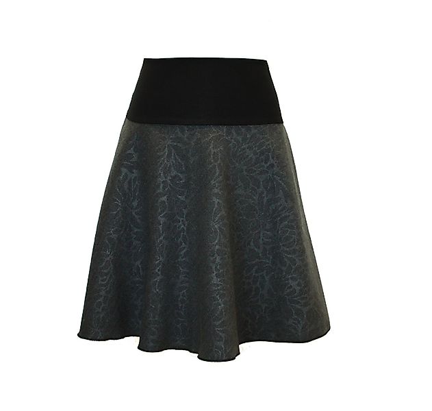 dunkle design A-Linien-Rock Wolle Loden Schwarz Weinrot Grau 57cm elastisch günstig online kaufen