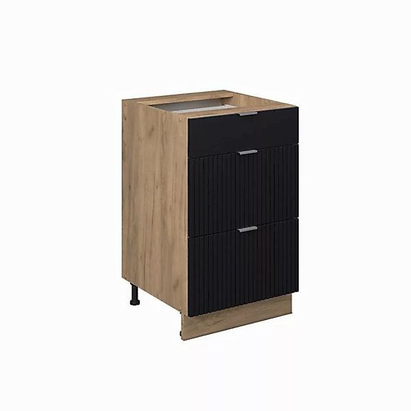 Vicco Unterschrank Fame-Line, Schwarz gestreift/Goldkraft Eiche, 50 cm ohne günstig online kaufen