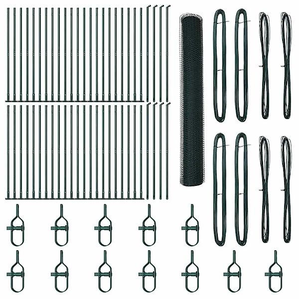 vidaXL Zaunpfosten Grün 100 x 1,2 m 25 mm Netz Stahl und PVC 3353593 günstig online kaufen