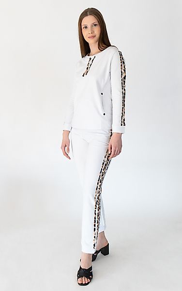 Passioni Freizeitanzug in weiß mit Leopardendetails, günstig online kaufen