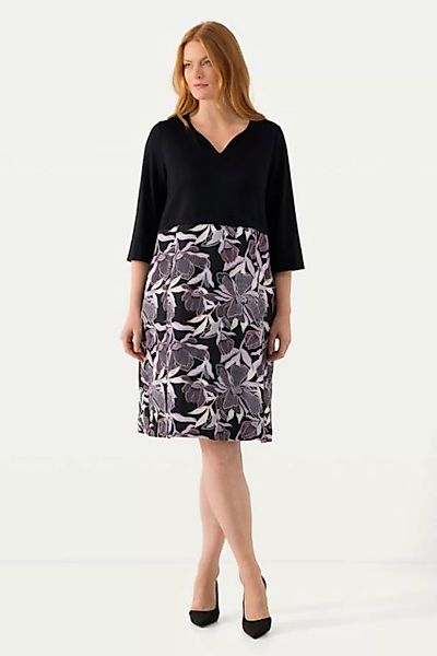 Ulla Popken Minikleid Kleid Materialmix Tunika-Ausschnitt 3/4-Arm günstig online kaufen