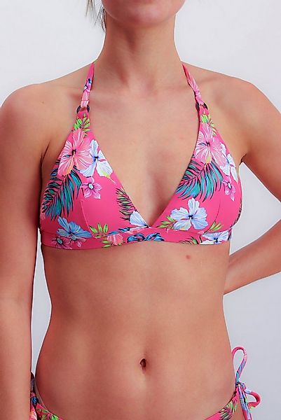 Joop Jeans Triangel-Bikini-Top JEANS! HIBISCUS, Floraler Print, Logo-Detail günstig online kaufen