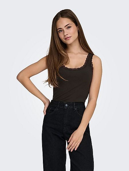 ONLY Tanktop ONLSARA – Tanktop mit Spitzendetail am Ausschnitt Baumwollmisc günstig online kaufen