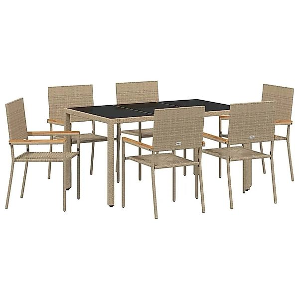 vidaXL Garten Essgruppe 7-Tlg Beige Poly-Rattan 3365395 günstig online kaufen