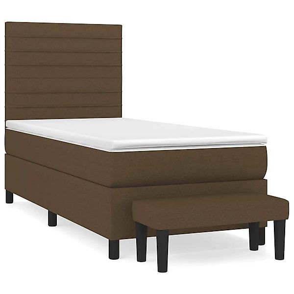 vidaXL Boxspringbett mit Matratze Dunkelbraun 90x200 cm Stoff 3136648 günstig online kaufen