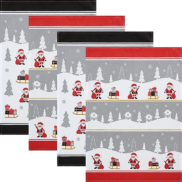 Erwin Müller Geschirrtuch Geschirrtuch "Weihnachtsmann" 4er-Pack, günstig online kaufen