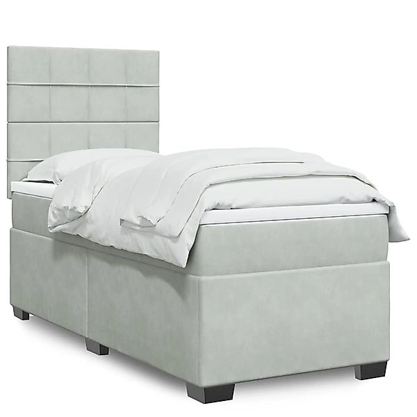 vidaXL Boxspringbett mit Matratze Hellgrau 90x190 cm Samt 3293086 günstig online kaufen