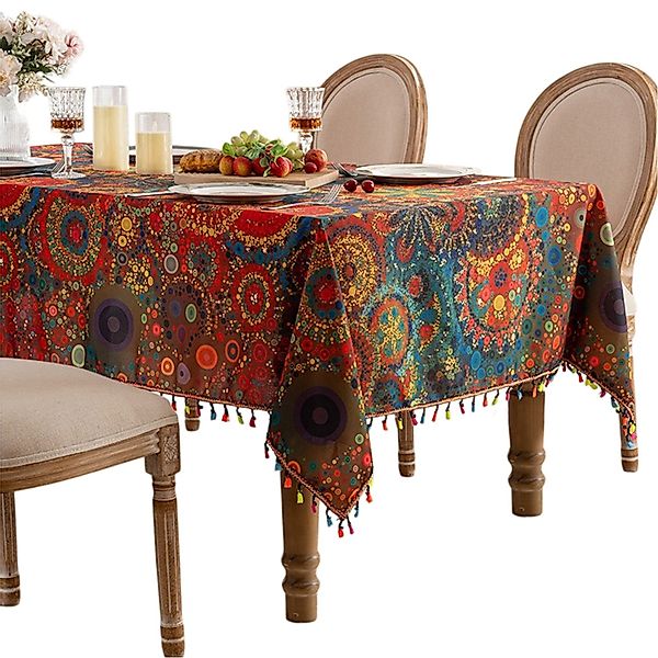 Refttenw Tischdecke Boho Rechteckige Quaste Tischtuch günstig online kaufen