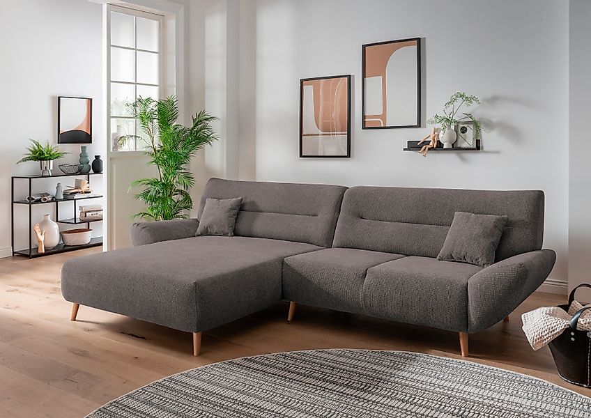Home affaire Ecksofa »Drago, elegant und zeitlos, komfortabel, Holzfuß, L-F günstig online kaufen