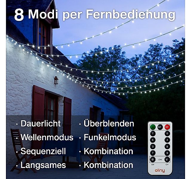 Ollny LED-Lichterkette, 400-flammig, 60m LED vielseitige Beleuchtung, 8 Mod günstig online kaufen