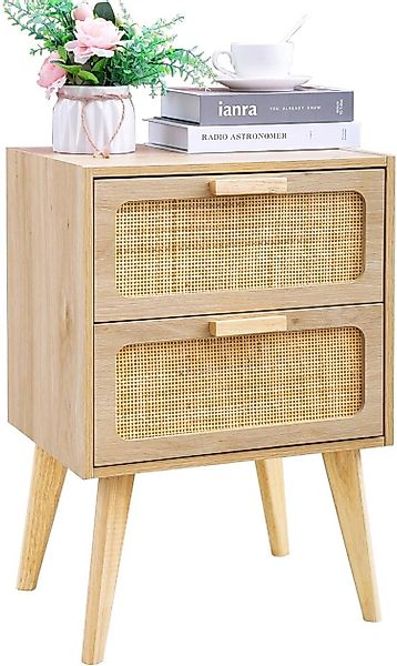 LuxusKollektion Nachttisch Rattan Nachttisch mit 2 günstig online kaufen