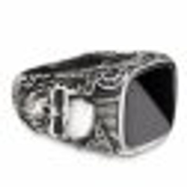 Ring Silber 925 oxydiert mit Totenkopf-Motiv und schwarzem Onyx günstig online kaufen