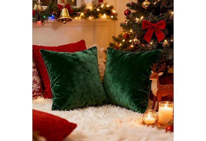 Jibenhome Sofakissen 1/2er-Pack Samtkissenbezüge 45x45 cm, Weihnachtsdekor günstig online kaufen