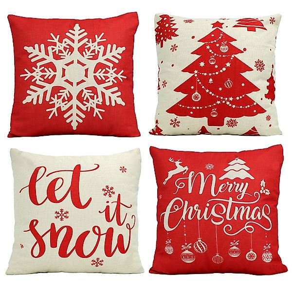 CALIYO Kissenbezug 4 Stück Kissenbezug Weihnachten günstig online kaufen