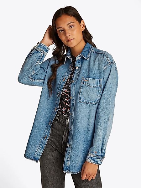 Tommy Jeans Hemdbluse "RELAXED LS SHIRT BI6011", mit Brusttasche, in blauer günstig online kaufen