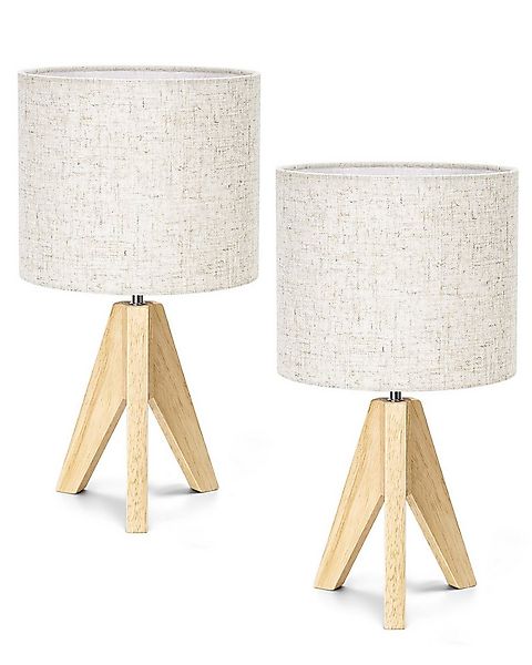 EDISHINE Nachttischlampe Holz, LED wechselbar, warmweiß, Tischlampe mit Lei günstig online kaufen