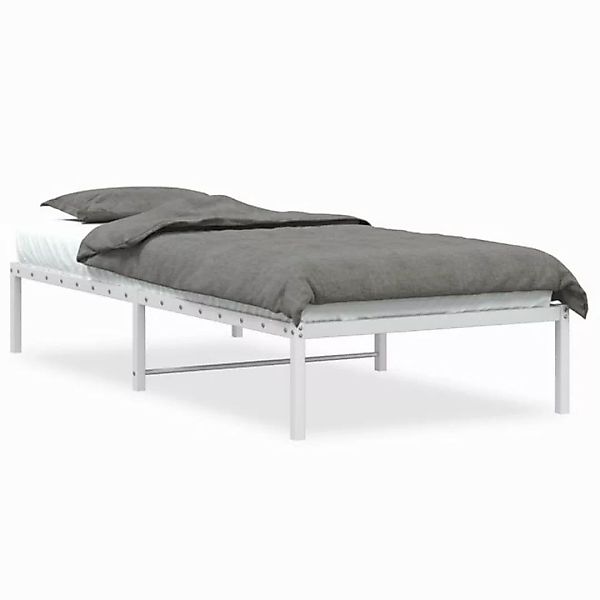 vidaXL Bettgestell Bettgestell Metall Weiß 90x200 cm Bett Bettgestell günstig online kaufen