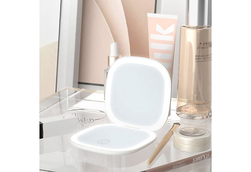 Senmudi Schminkspiegel LED Taschenspiegel mit 5X/10X Vergrößerung und Beleu günstig online kaufen