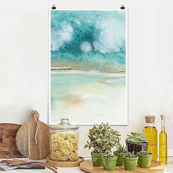 Poster Smaragd-Wolken und Gold II günstig online kaufen