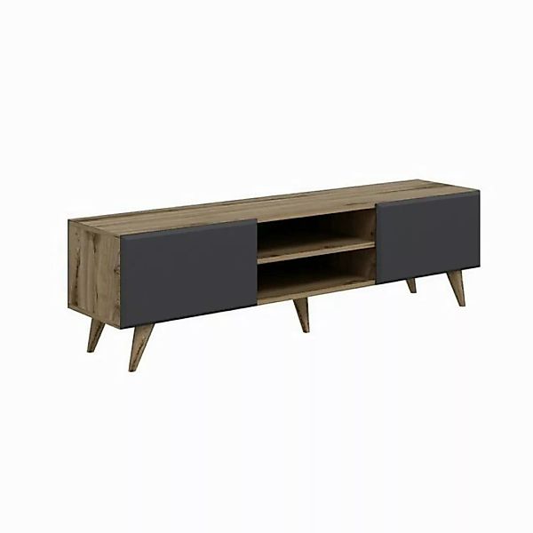 en.casa TV-Schrank Grindsted TV Board 45 x 160 x37 cm 2 Staufächer Eiche / günstig online kaufen