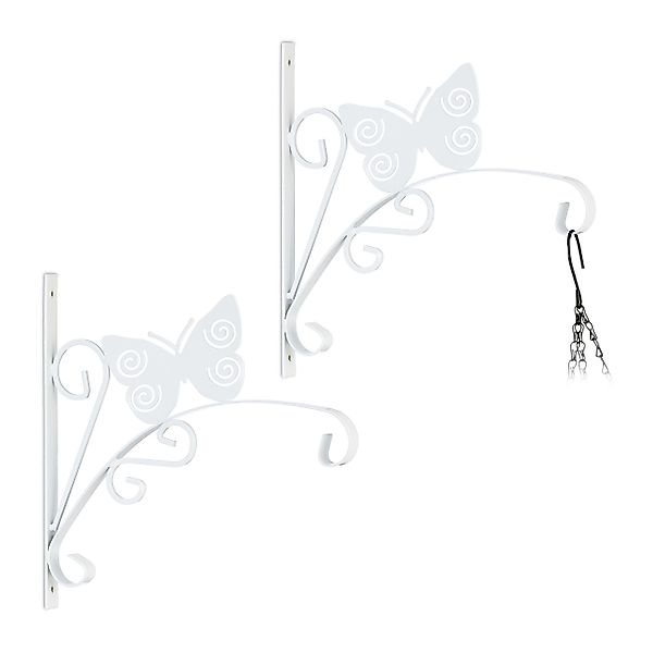 relaxdays Wandhaken 2x Blumenampelhalterung Schmetterling günstig online kaufen