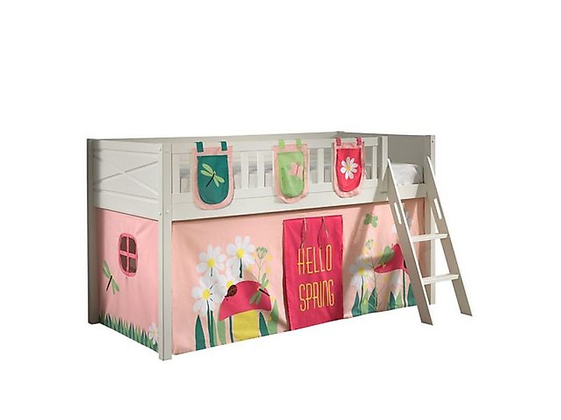 58 aufm Kessel Kinderbett Kinderbett Karyl 208x114x135 Massivholz Weiß Text günstig online kaufen