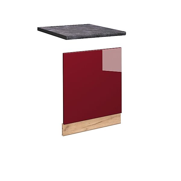 Vicco Frontblende Fame-Line Bordeaux Hochglanz/Goldkraft Eiche 60 cm AP Ant günstig online kaufen