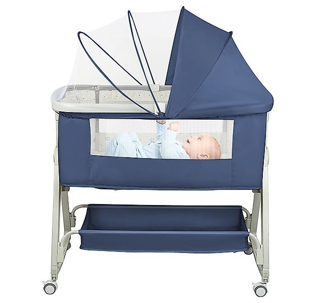 JEOBEST Beistellbett 3 in1 Babybetten mit Rollen, Beistellbett Baby mit Mos günstig online kaufen