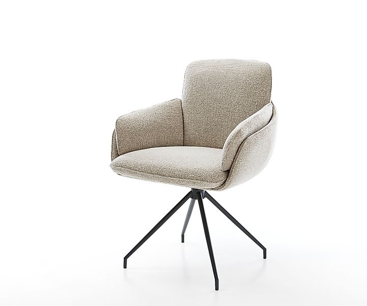 Esszimmerstuhl Luan-Flex mit Armlehnen Webstoff Soft Beige Kreuzgestell kon günstig online kaufen