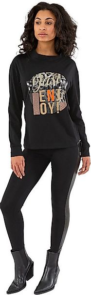 Gio Milano Langarmshirt G29-1113, "just enjoy" mit Strass und Animalprint m günstig online kaufen