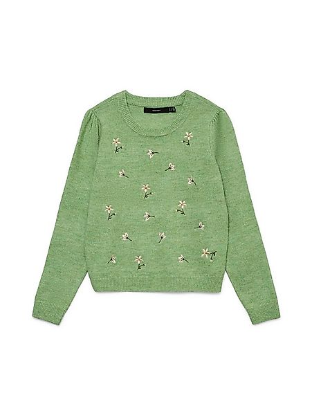 Vero Moda Wollpullover VMFIORELLA EMB LS O-NECK SHORT PULL BOO mit Blumenst günstig online kaufen