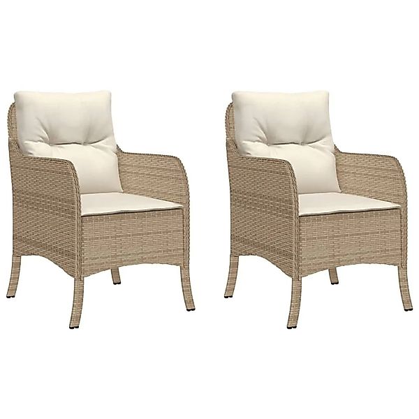 vidaXL Gartenstühle mit Kissen 2 Stk Beige Poly Rattan 365148 günstig online kaufen