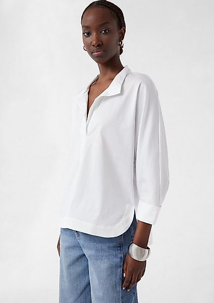 comma Kurzarmbluse Bluse Bluse im Loose Fit aus Popeline mit Kontrastdetail günstig online kaufen
