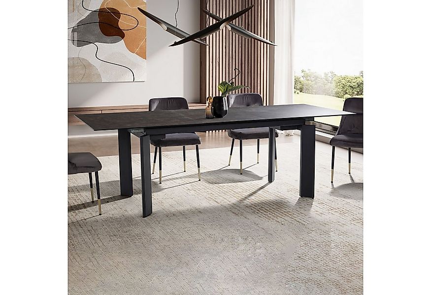 FINEBUY Esstisch FB64123 Ausziehbarer 180–240 cm Glas-Keramikplatte Metallg günstig online kaufen