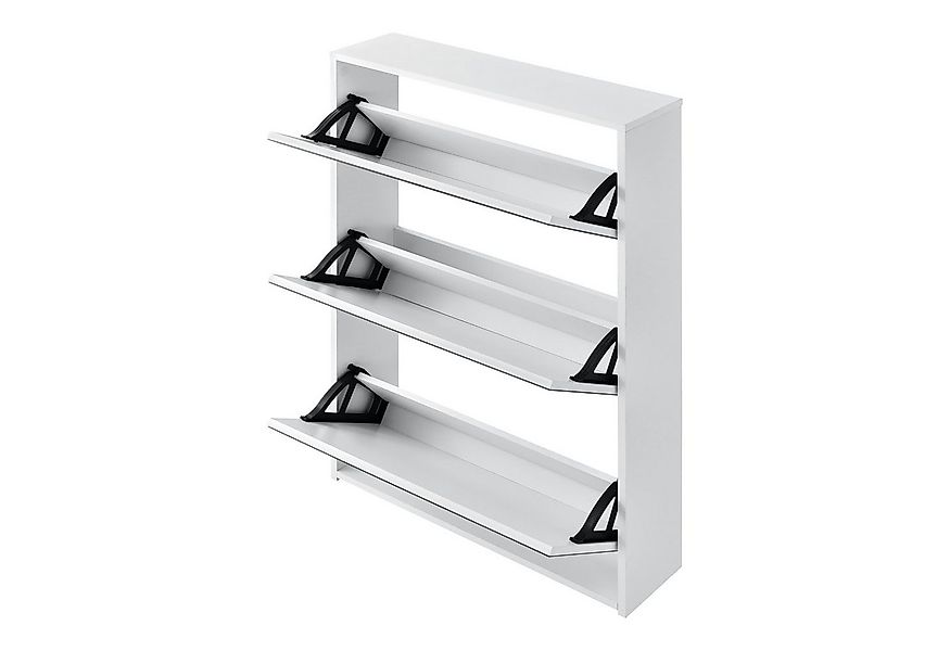 en.casa Schuhschrank »Vogar« mit 3 verspiegelten Türen 103x63x17 cm Weiß günstig online kaufen