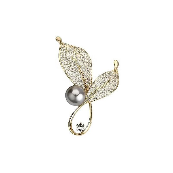 MayTree Brosche "goldene Blätter", mit Strass günstig online kaufen