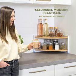 eluno Küchenregal Gewürzeckregal aus Bambus und günstig online kaufen