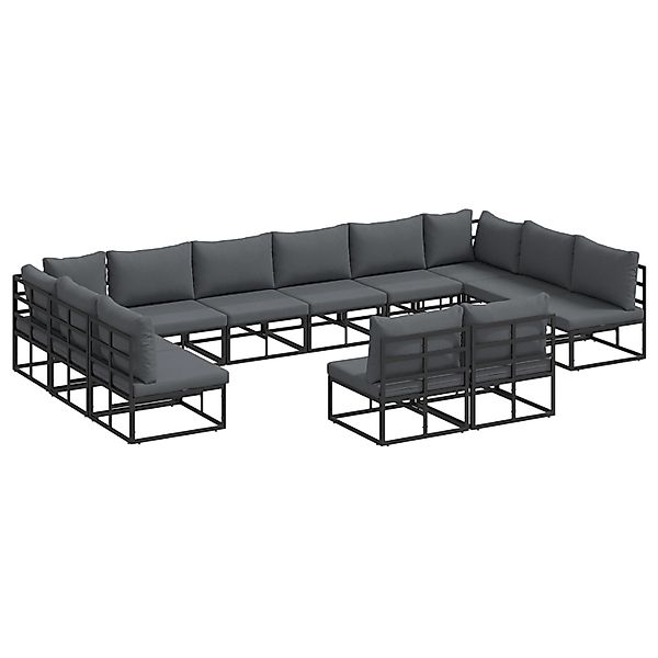 vidaXL Garten-Sofa-Set mit Kissen 12-Tlg Schwarz Aluminium 3378918 günstig online kaufen