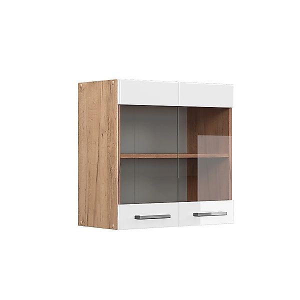 Vicco Küchenglasschrank R-Line Glashängeschrank Weiß Hochglanz/Goldkraft Ei günstig online kaufen