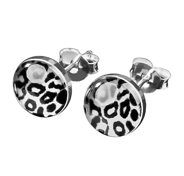 viva-adorno Paar Ohrstecker Damen Ohrringe rund Edelstahl Schwarz Leoprint günstig online kaufen