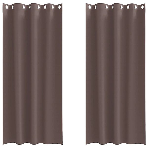 vidaXL Verdunkelungs-Vorhänge mit Ringen Dunkelbraun Polyester 4107335 günstig online kaufen