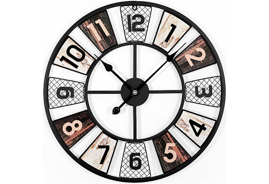 Yorbay Wanduhr Große Wanduhr 60cm Wohnzimmer Modern Wanduhr Rund Metall (Uh günstig online kaufen