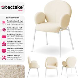 tectake Esszimmerstuhl Stuhl Scandi gepolstert, Bouclé-Stoff günstig online kaufen