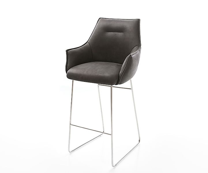 Barstuhl Alja-Flex Mikrofaser Anthrazit Vintage Kufengestell Edelstahl Tasc günstig online kaufen