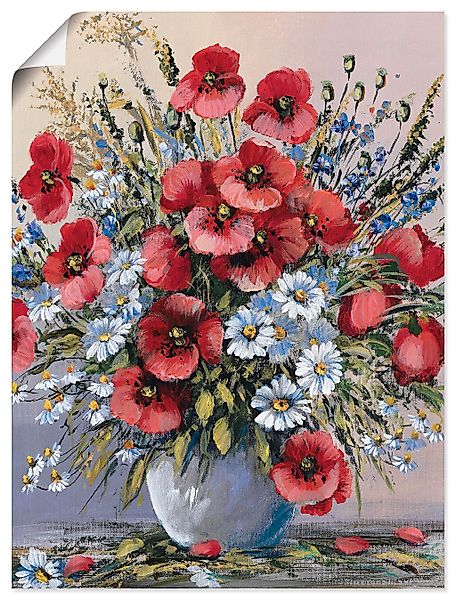 Artland Wandbild "Rote Mohnblumen" Blumen 1 Stk. tlg. als Leinwandbild, Pos günstig online kaufen