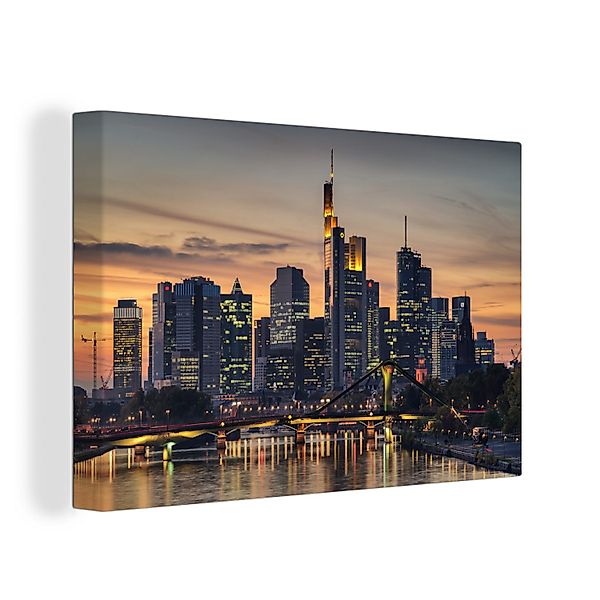 OneMillionCanvasses® Leinwandbild Frankfurter Skyline bei Sonnenuntergang günstig online kaufen