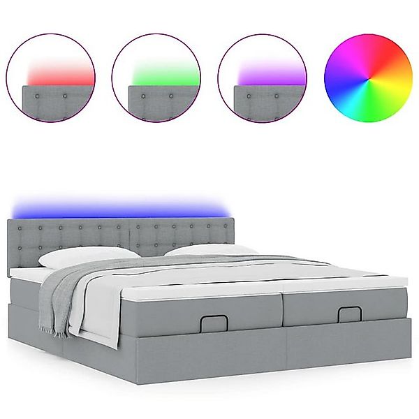 vidaXL Bett Ottoman-Bett mit Matratzen & LEDs Hellgrau 160x200 cm Stoff günstig online kaufen